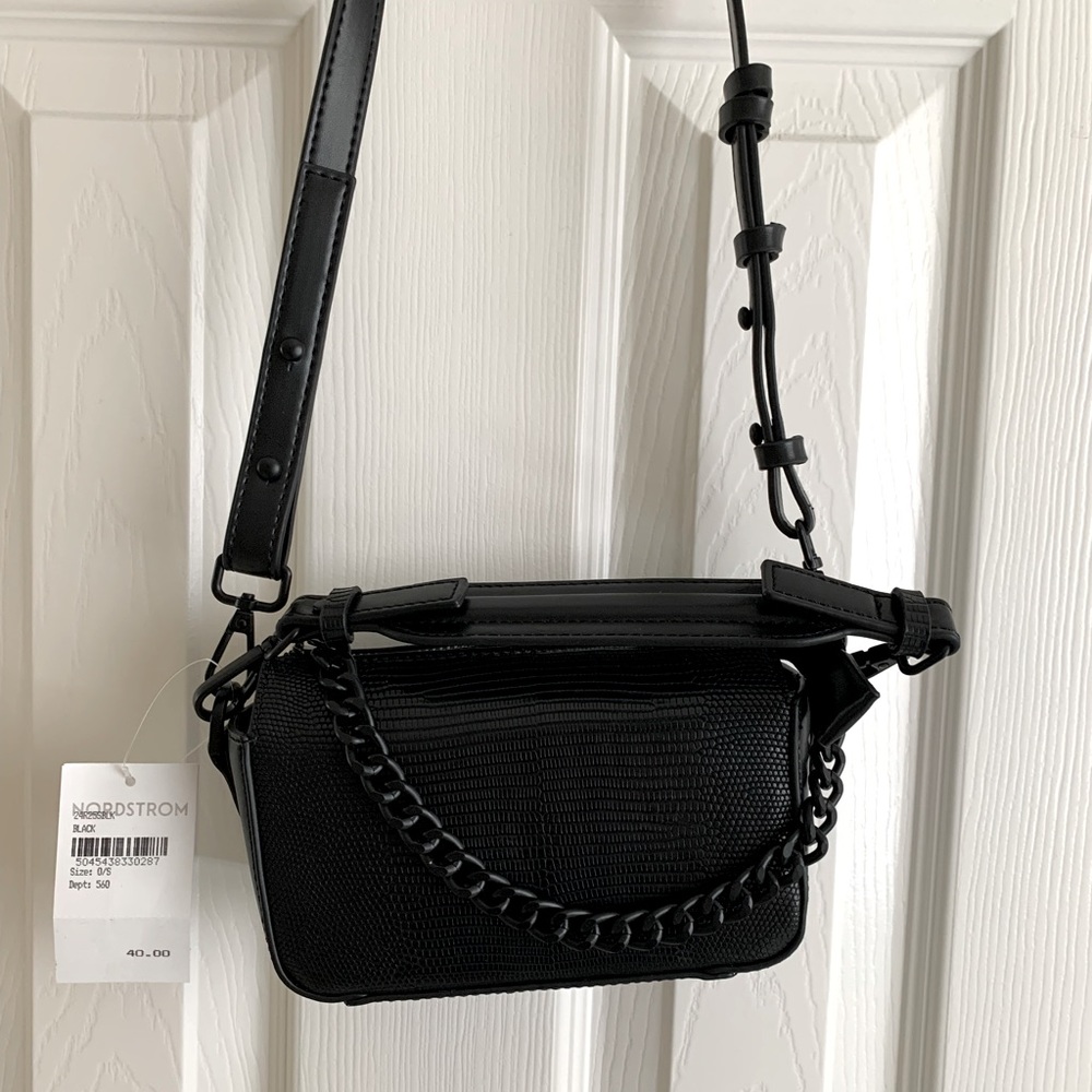 Topshop Black Faux Leather Crossbody Bag Purse New